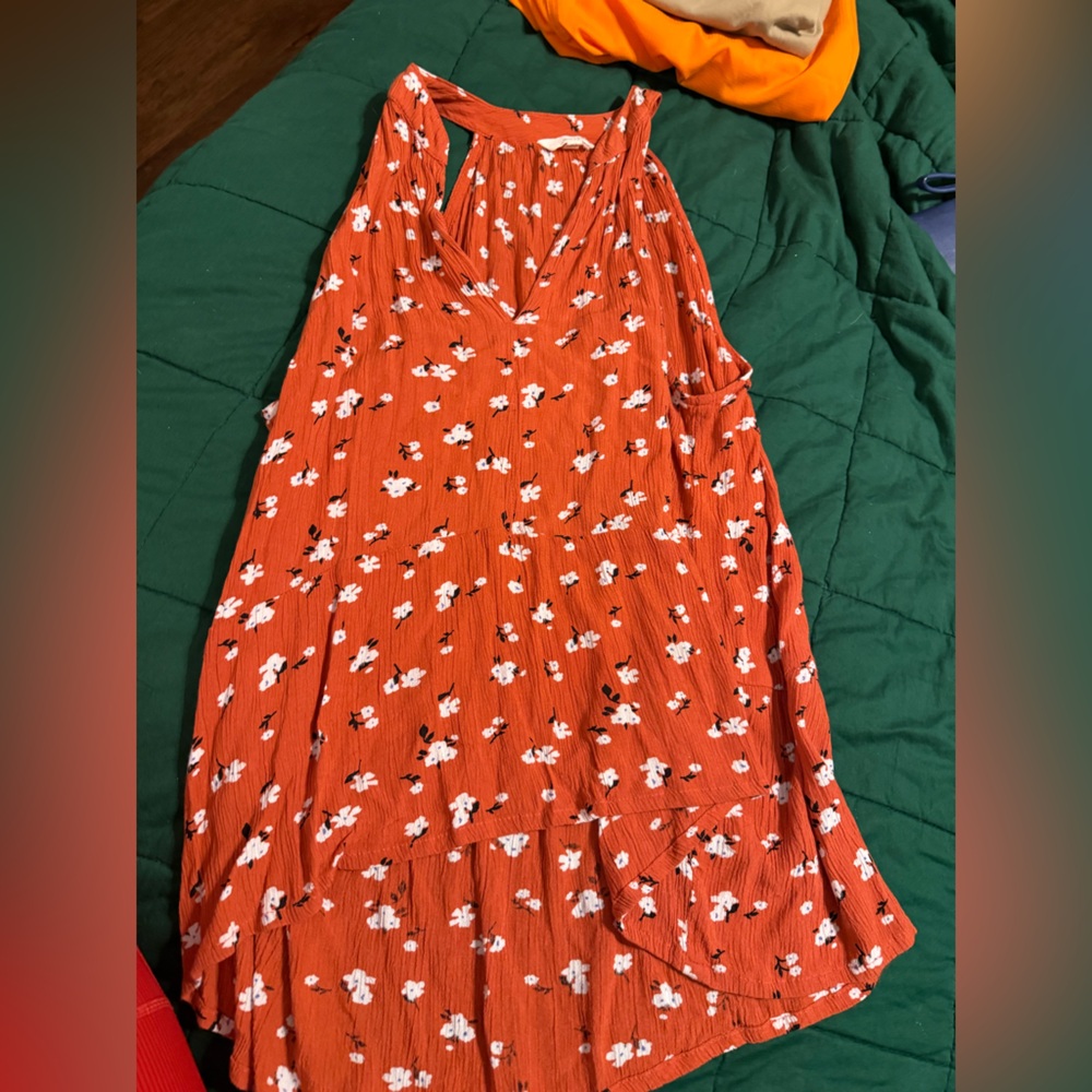 Sim and Sam Orange Floral Sleeveless shirt size XL